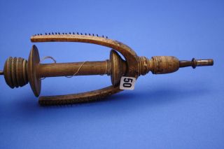 Antique Primitive Spinning Wheel Flyer Bobbin Spool 1800s In - photo