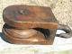 Old Wooden Block Tackle Pulley With Wood Wheel Western 1432 Primitives photo 10