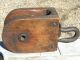 Old Wooden Block Tackle Pulley With Wood Wheel Western 1432 Primitives photo 11