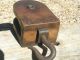 Old Wooden Block Tackle Pulley With Wood Wheel Western 1432 Primitives photo 3