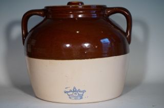 Antique 1920s Robinson Ransbottom 6 Quart Dble Handled Bean Pot W/original Cover photo