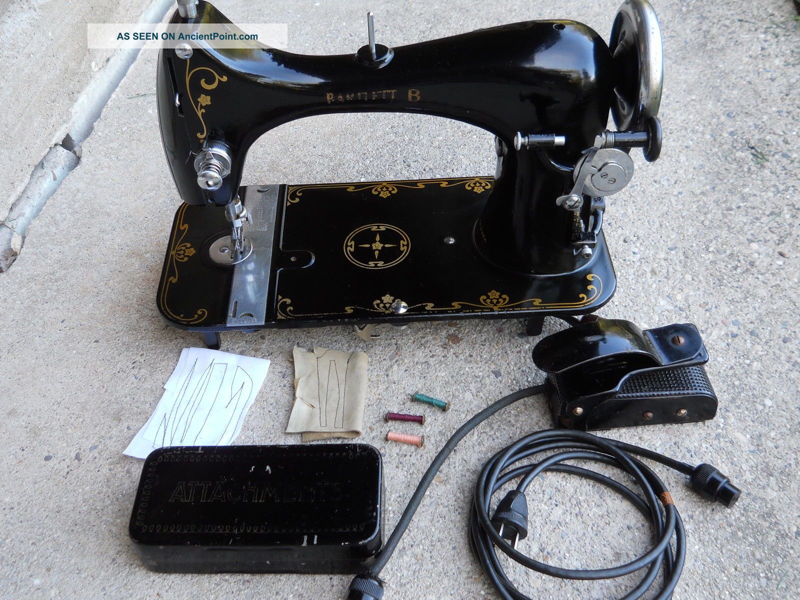 Vintage Bartlett B Electric Sewing Machine,  Metal Box Of Accessories Serviced Sewing Machines photo
