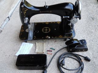 Vintage Bartlett B Electric Sewing Machine,  Metal Box Of Accessories Serviced photo