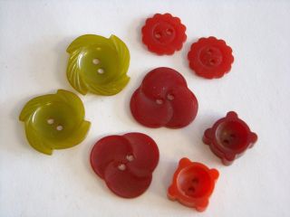 8 Antique Vintage Celluloid & Bakelite? Buttons Incl 3 Pairs photo