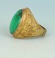 Chinese Old Copper Collectable Handwork Inlay Jade Ring Ornament Other photo 2