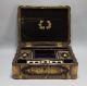 Antique Large 19c Chinese Export Gilt Lacquered Fitted Interior Sewing Box Boxes photo 8