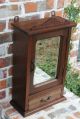 Antique English Oak Farmhouse Cottage Mirrored Hanging Medicine Wall Cabinet 1900-1950 photo 1