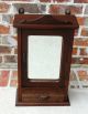 Antique English Oak Farmhouse Cottage Mirrored Hanging Medicine Wall Cabinet 1900-1950 photo 5