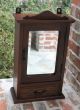 Antique English Oak Farmhouse Cottage Mirrored Hanging Medicine Wall Cabinet 1900-1950 photo 6