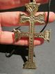 Antique Style Solid Brass Indian Fur Trade Jesuit Cross Of Lorraine C 1750 Primitives photo 1