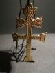 Antique Style Solid Brass Indian Fur Trade Jesuit Cross Of Lorraine C 1750 Primitives photo 3