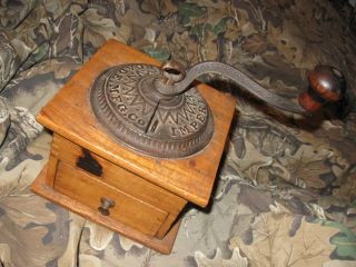 Antique Imperial Arcade Mfg Co Cast Iron & Wood Coffee Grinder Dovetail photo
