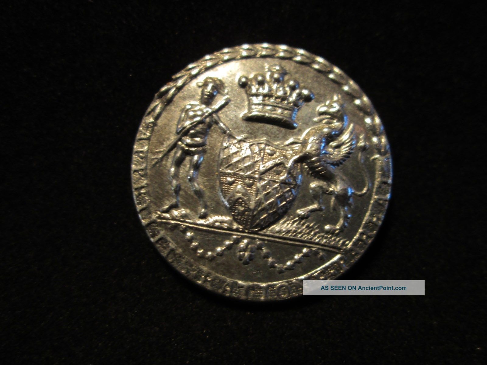 Handsome 18th Century Coat Of Arms Button Bone Back & Silver Repousse ' Buttons photo
