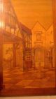 Pair Handmade Inlaid Wood Veneer Marquetry Wall Art City Landscape Other photo 3