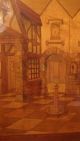 Pair Handmade Inlaid Wood Veneer Marquetry Wall Art City Landscape Other photo 4