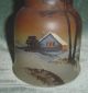 Antique Pair Handpainted Cottage Lake Snowy Scenery Glass Shades Lamp Sconces 7 