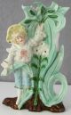 Estate - Small Antique Hand Painted Figural Vase Probably German Boy With Flower Figurines photo 6
