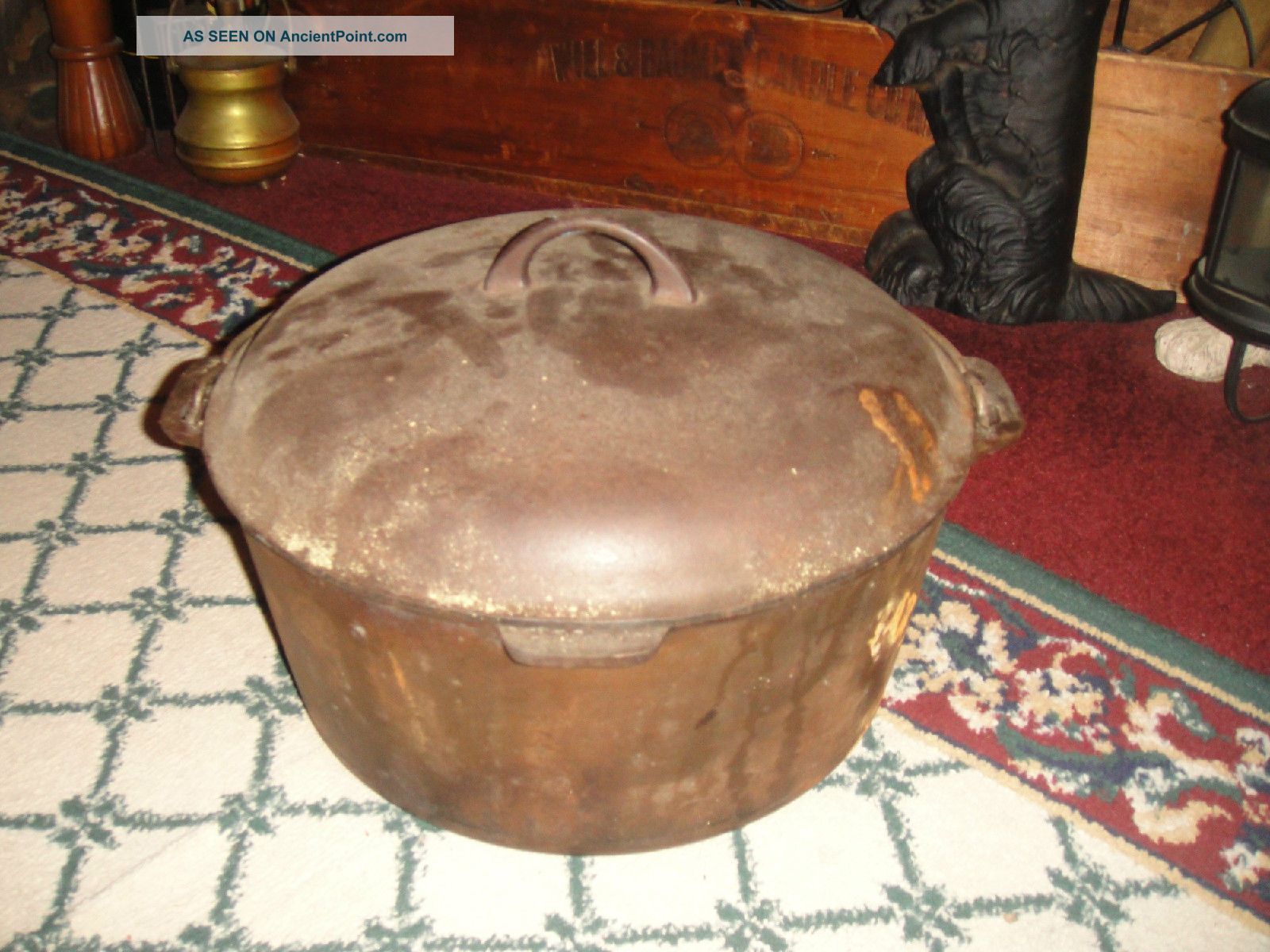Antique Griswold Cast Iron Dutch Oven Cauldron - Patent Date 1920 - Erie Pa.  - 17.  4lbs Hearth Ware photo