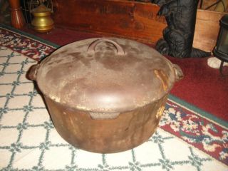 Antique Griswold Cast Iron Dutch Oven Cauldron - Patent Date 1920 - Erie Pa.  - 17.  4lbs photo