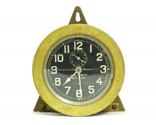 Antique Brass Chelsea Clock - U.  S.  Navy Boat Clock - Wall Or Shelf Stand,  Key photo