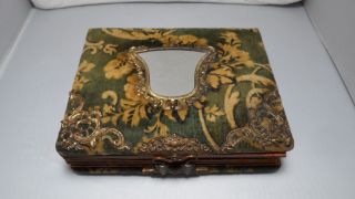 Late 1800s Antique Victorian Velvet Photo Album & 50,  Photographs Brass Mirror photo