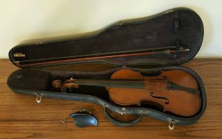 Antique Germany Antonius Stardivarius Copy Full Size Violin Bow Case For Repair photo