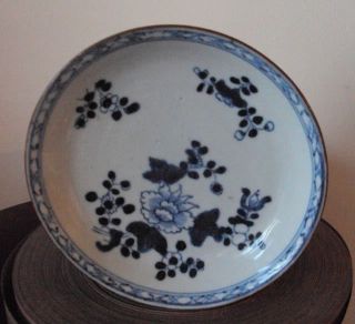 Antique Blue & White Chinese Plate Saucer Qing Dynasty photo
