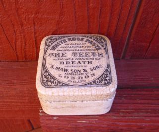 Antique,  Ceramic,  3 Generational Pharmacy / Chemist Toothpaste Crock Jar Pot Lid photo