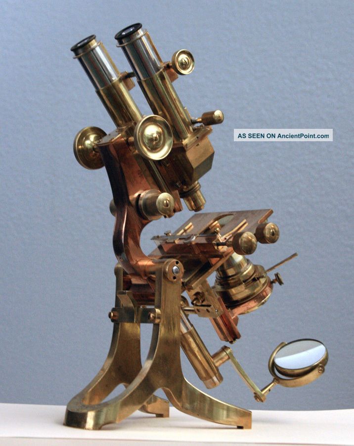 J Swift & Son London Antique All Brass Transitional Binocular Microscope C1910 Microscopes & Lab Equipment photo