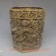 Oriental Vintage Bronze Carved Dragon Brush Pot W Qianlong Make Brush Pots photo 3
