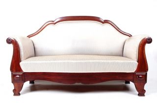 Antique Mahogany Sofa Swedish Fine Quality Highback 3 Seater Parlour Settee photo