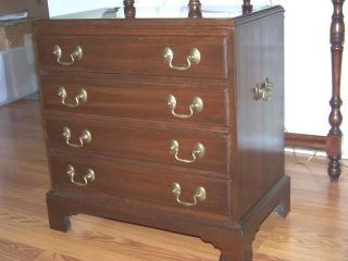 Ethan Allen Georgian Court Cherry 4 Drawer Silver Chest - End Table - Night Stand photo