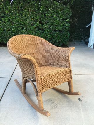 Vintage Palecek Wicker Rocking Chair photo