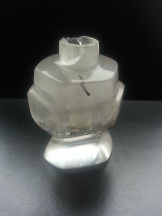 Medieval Crystal Black Tourmaline Hexagonal Faceted Jar Ink Quill Stand photo