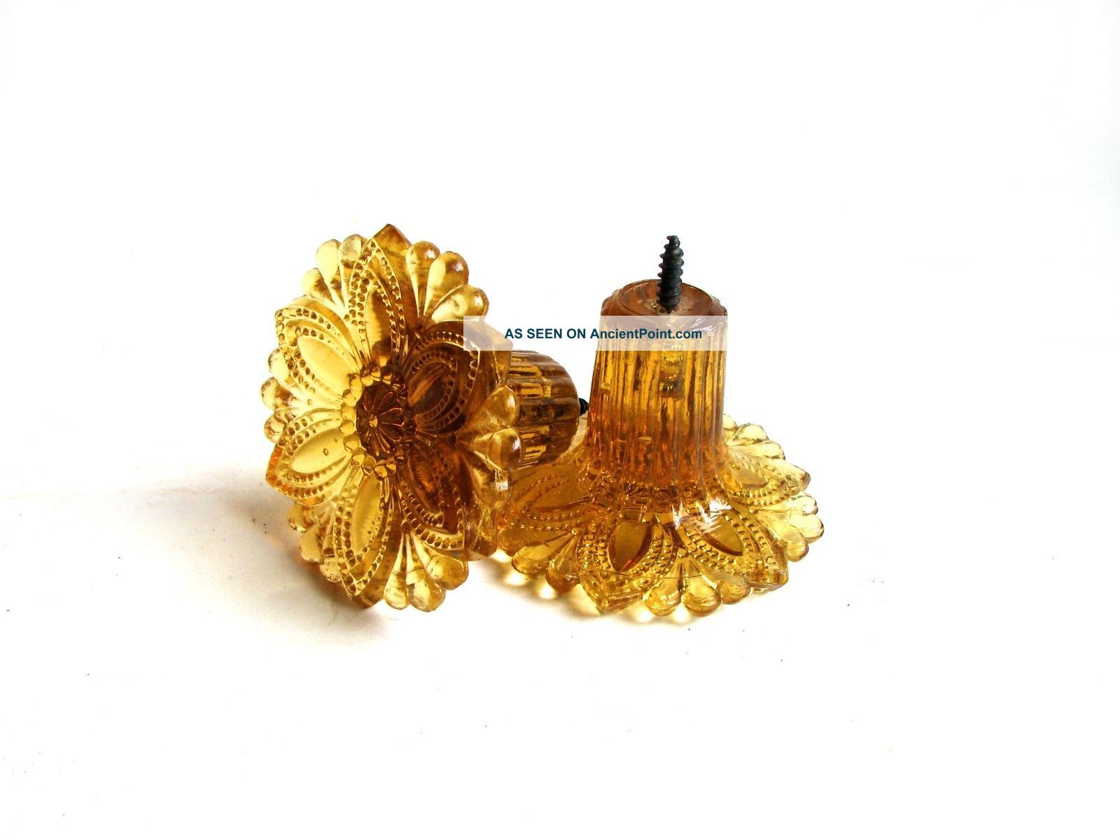 30 Off Vintage Antique Amber Glass Pair Curtain Tie Backs E2027