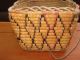 1800s Very Old Salish Fully Imbricated Leather Thong Hard Side Gathering Basket Native American photo 6