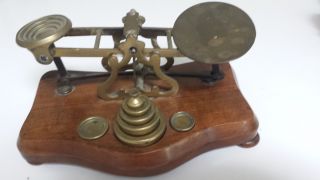Antique Brass And Wood English Postal Scale - S.  Mordan & Co photo
