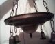 Antique Brass Pan Chandelier With 4 Yost Marked Light Fixtures Chandeliers, Fixtures, Sconces photo 1