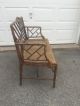 Faux Bamboo Caned Bench Settee Loveseat Vintage Mcm Hollywood Regency Mid-Century Modernism photo 3