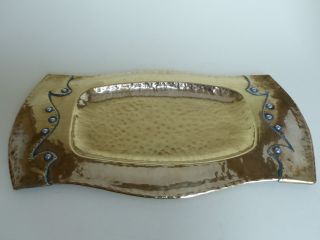 Arts And Crafts Hammered Brass Tray. photo