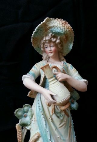 Tall Art Nouveau Bisque Amphora Lady Girl German Figurine Figure Heubach C1880 ' S photo