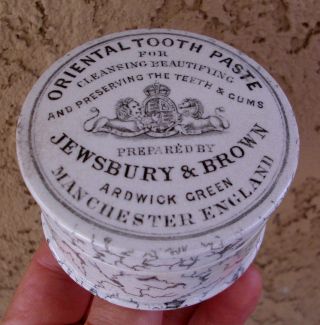 Antique,  Ceramic,  1905 - 08 Chemist ' S Marbled Oriental Toothpaste Jar Crock Pot Lid photo
