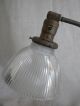 Vintage 1940s Small Brass Desk Lamp,  Ribbed Clear Glass Adjustable Shade,  13 