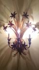 Vintage Hollywood Regency Gold Gilt Leaf Tole Metal Wall Sconce Italy Chandeliers, Fixtures, Sconces photo 1