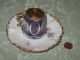 Purple Rococo Style Demitasse Cup Gold Inside Mismatched Limoges Saucer Cups & Saucers photo 2