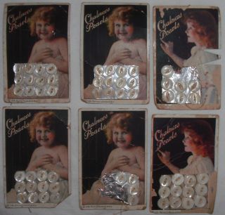 1920 ' S Sewing Chalmers Pearls Vintage Buttons On Card W Adorable Girl Graphics photo