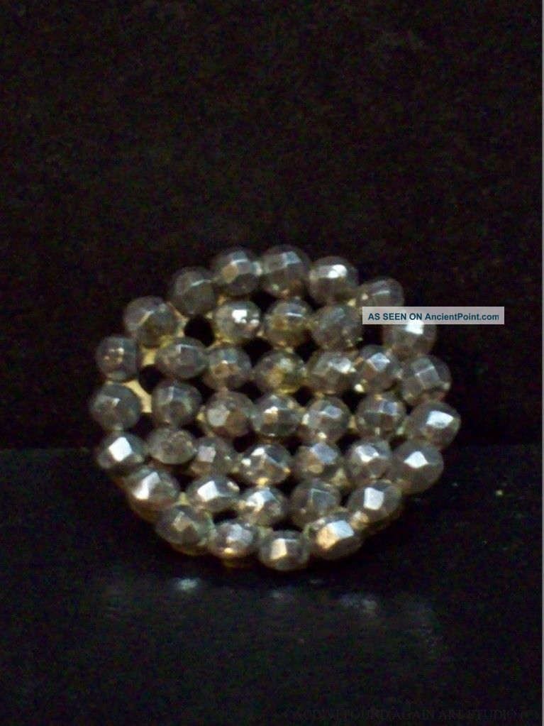Antique Victorian Cut Steel Button Faceted Riveted Open Work Cluster Buttons photo