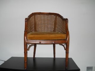Henredon Faux Bamboo French Regency Tub Club Caned Chair photo