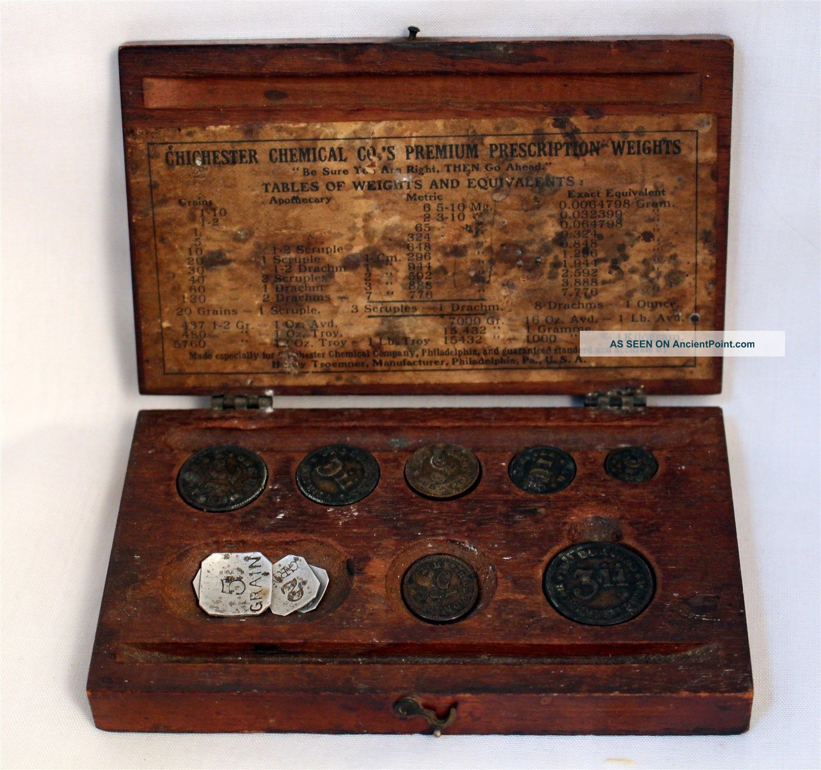 Antique Apothecary Pharmacy Chichester Chemical Co.  Prescription Weights Scales photo