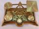 Antique Brass Postal Scale Weights Floral Scroll Victorian 1800s British English Scales photo 1